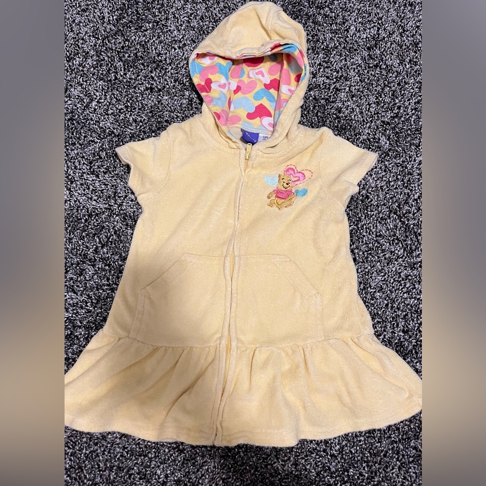 Disney Yellow Hooded Dress with Heart Pattern